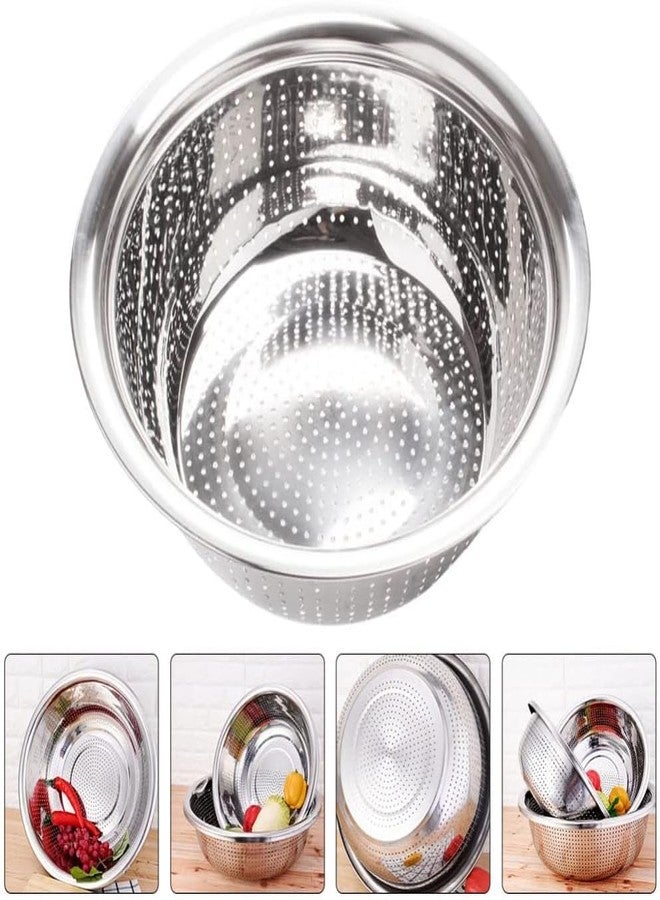 Yopple Stainless Steel Colander Bowl, Micro-Perforated Strainer, Multi-Purpose Vegetable, Fruit & Rice Washing Basket, Rust-Resistant Drain for Kitchen, Mixing & Salad Bowl - Image 2